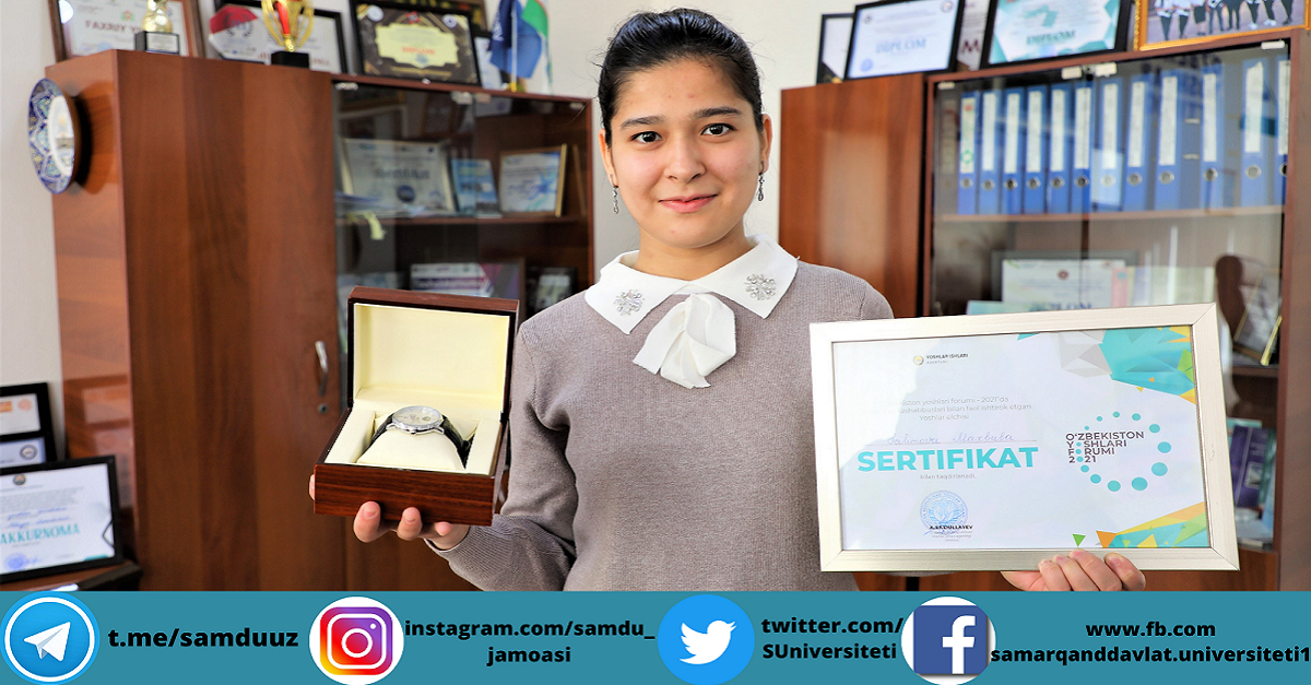 Самарқанд давлат университети талабаси – Ёшлар элчиси…