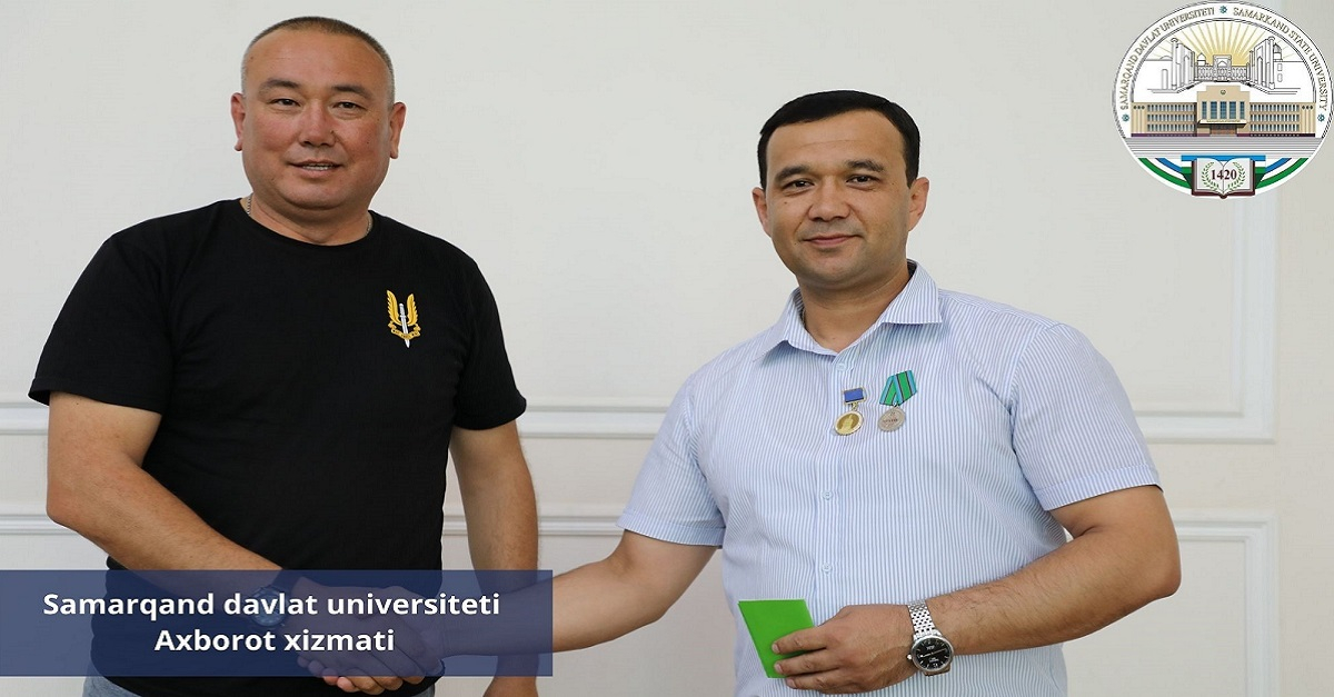 СамДУ ўқитувчиси Ўзбекистон “Veteran” жангчи фахрий ва ногиронлар Бирлашмасининг фахрий эсдалик нишони билан тақдирланди