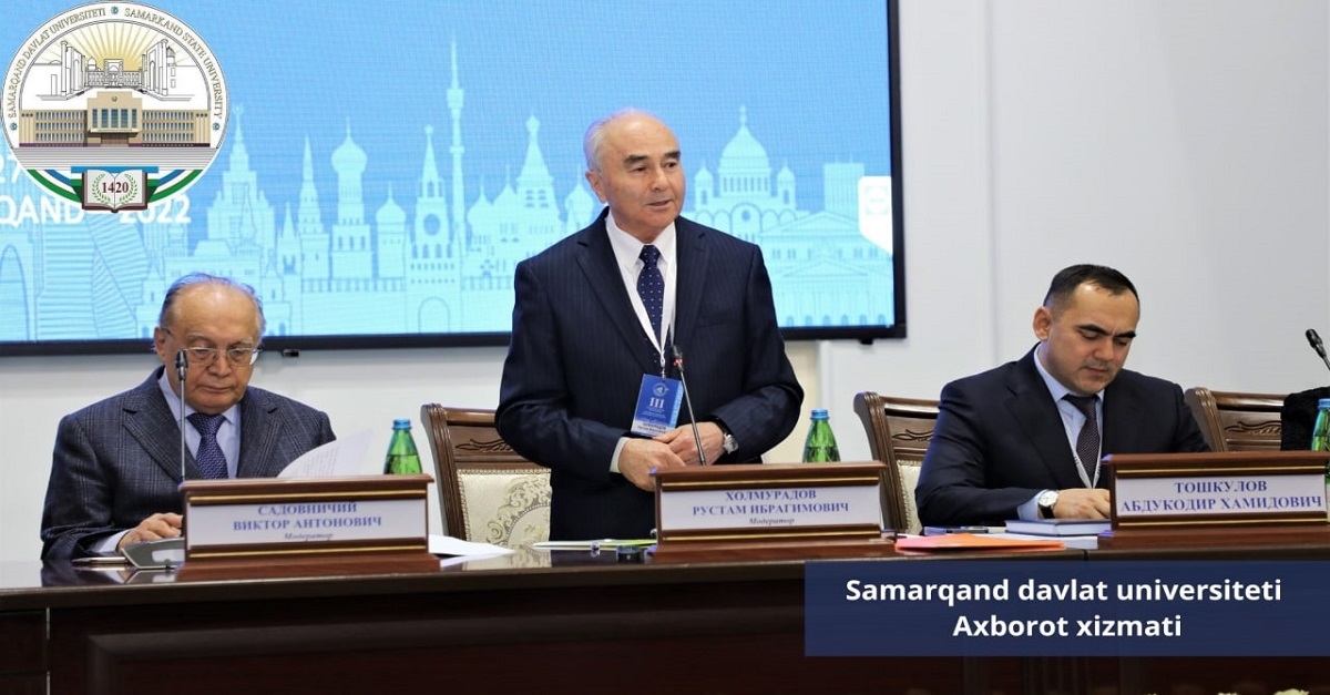 The plenary session of the III Uzbekistan-Russia educational forum held at Samarkand State University was opened by the rector of Samarkand State University, member of the Senate of the Oliy Majlis, scientist of the Republic of Uzbekistan Rustam Kholmurodov.