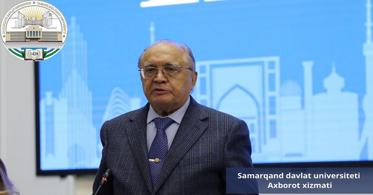 Rector of Moscow State University, Academician Viktor Sadovnichiy gives a speech at the III Uzbekistan-Russia educational forum held at Samarkand State University...