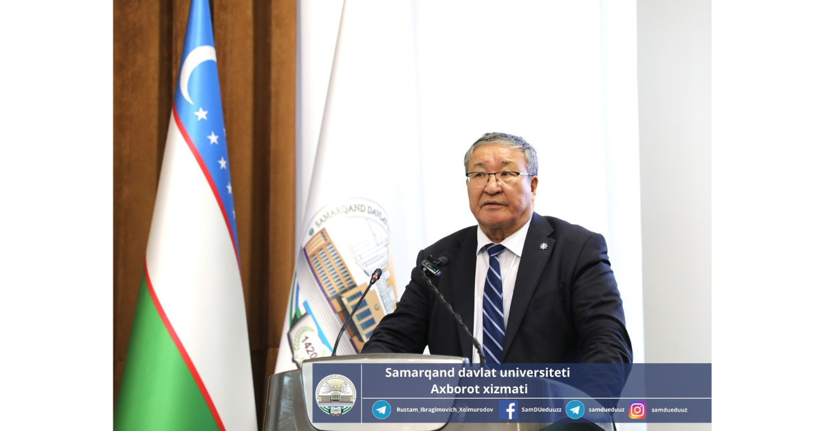 Director of the Institute of Cell Biology and Biotechnology of the Eurasian National University, academician Rakhmetkaji Bersimbay speaks at the international conference “Food Security: Global and National Problems” held at Samarkand State University.