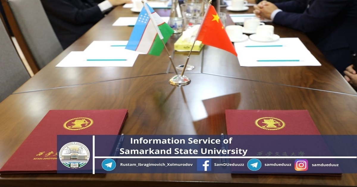 A Memorandum of Cooperation is expected to be signed between the rector of Samarkand State University, a scientist of the Republic of Uzbekistan, a member of the Senate of the Oliy Majlis Rustam Khalmuradov and the president of Xi'an Jiaotong University, Professor Wang Shuguo.