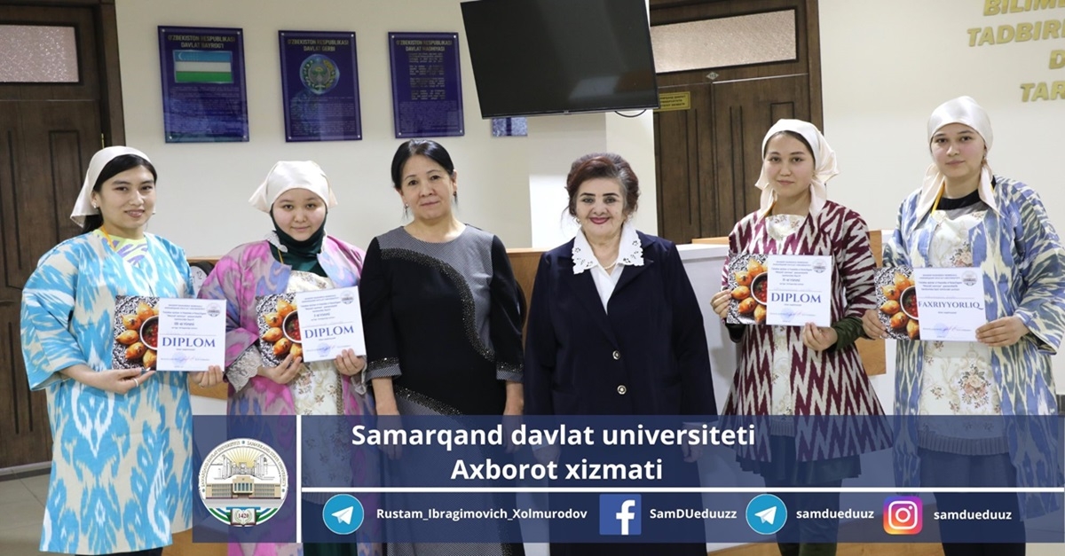 Samarqand davlat universiteti 1-son talabalar turar joyida “Mazali somsa” pazandalik tanlovi o‘tkazildi. 