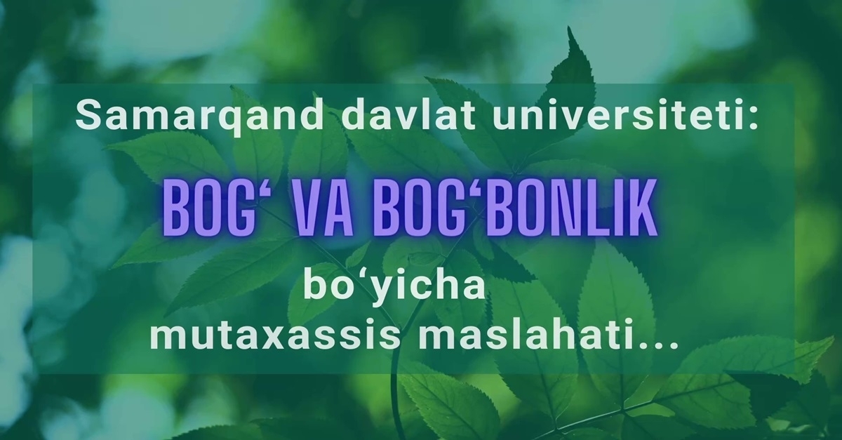 Samarqand davlat universiteti: Bog‘ va bog‘bonlik bo‘yicha mutaxassis maslahati...