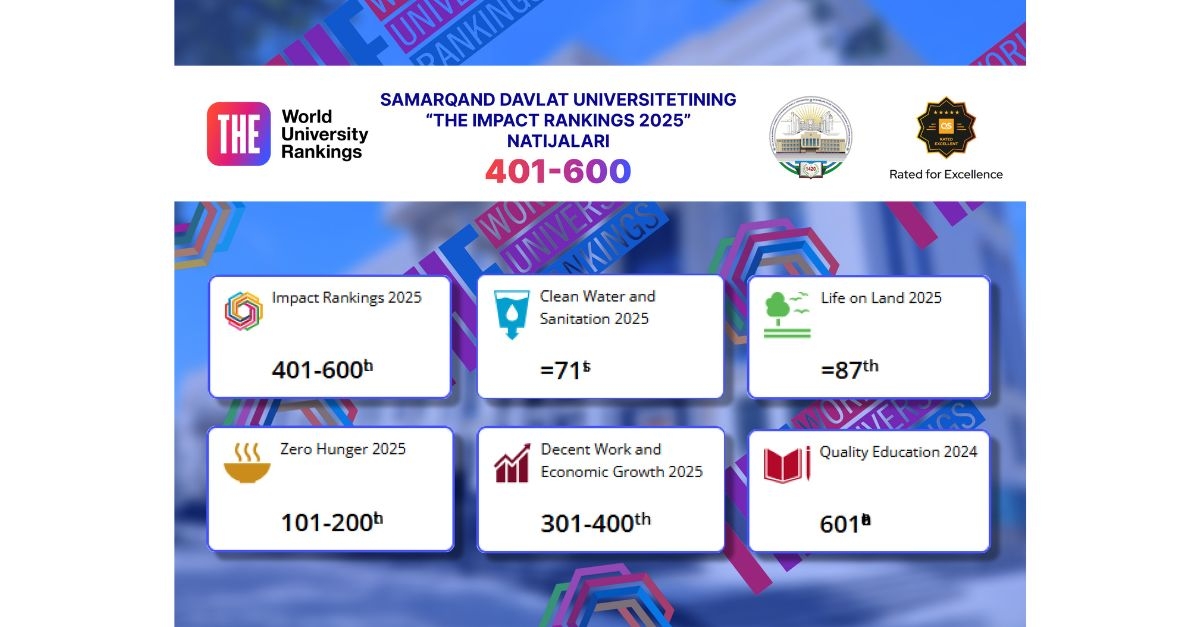 The five stars holder Samarkand State University has risen in the world rankings once again...
